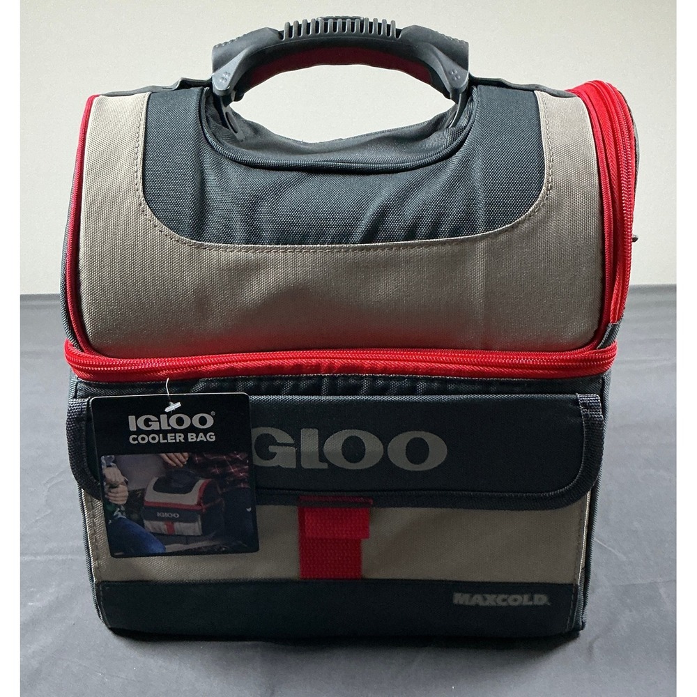 Igloo Playmate Gripper MaxCold 16 Can Cooler Bag Sandstone Red 4901088 NWT